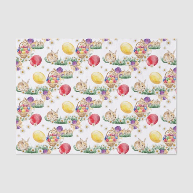 Cute Esater bunny basket pattern party tissue Tissue Paper (Front)