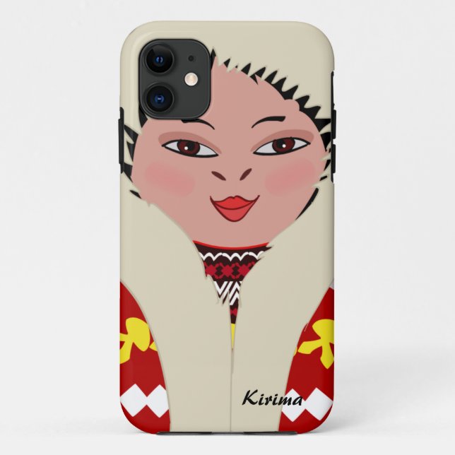 Cute Eskimo Cartoon Girl Dol Case-Mate iPhone Case (Back)