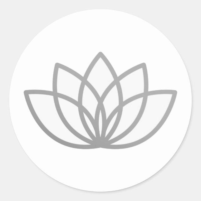 Cute Essential Grey Lotus Flower Classic Round Sticker (Front)