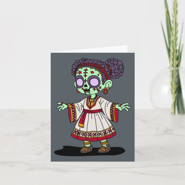 Cute Ethiopian Zombie Note Card (Front)