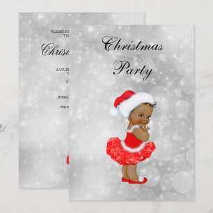 Cute Ethnic Baby Girl Christmas Party Invitation