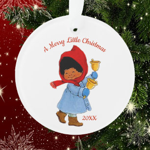 Cute Ethnic Christmas Tot Bell  Ringer Girl  Ornament