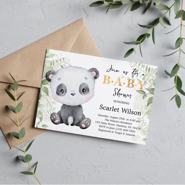 Cute Eucalipt Baby Panda Baby Shower Invitation (Creator Uploaded)