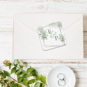 Cute Eucalyptus Leaves Elegant Greenery Wedding Square Sticker