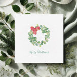 Cute Eucalyptus Wreath Watercolor Christmas Card<br><div class="desc">Send festive cheer with these wreath Christmas cards, perfect for adding a touch of elegance to your holiday stationery. These versatile Christmas note cards feature my original watercolor illustration of a botanical eucalyptus wreath adorned with a vibrant red bow. The words "Merry Christmas" are beautifully displayed in trendy handwritten script,...</div>
