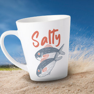 Cute European Summer Salty Sardines Risograph Latte Mug