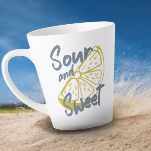 Cute European Summer Sweet Sour Lemon Risograph Latte Mug
