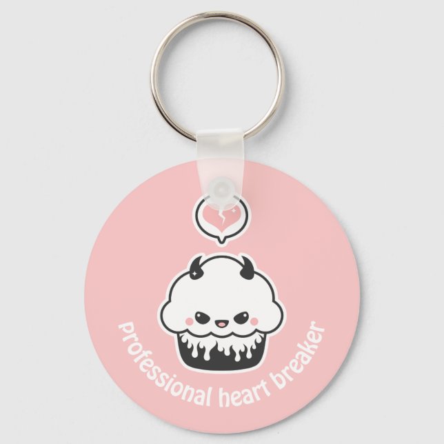 Cute Evil Cupcake Key Ring (Front)