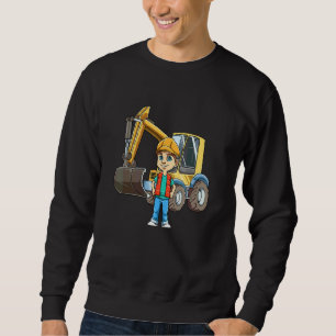 Cute Excavator Boy Kid Site Manager Construction Sweatshirt