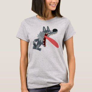 Cute Excited Cartoon Wolf Women T-Shirt