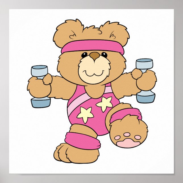 Cute Exercise Fitness bear Poster (Front)