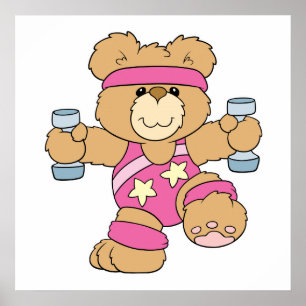 Cute Exercise Fitness bear Poster