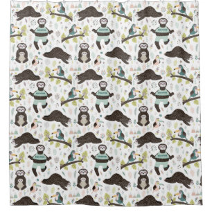 Cute Exotic Christmas Animals Shower Curtain