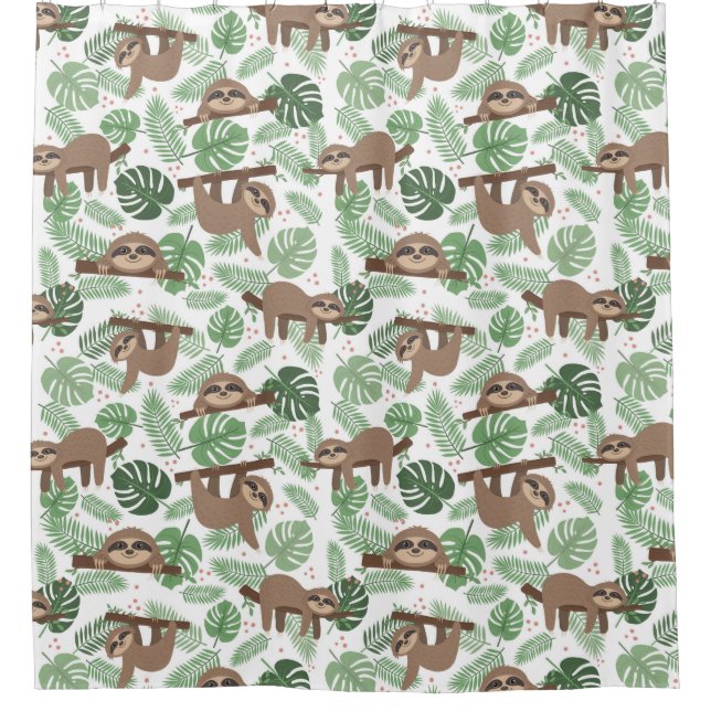 Cute Exotic Christmas Animals Shower Curtain (Front)