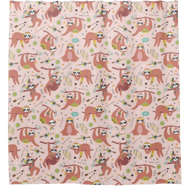 Cute Exotic Christmas Animals Shower Curtain (Front)