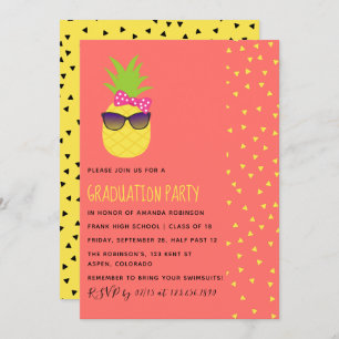 Cute exotic tropical beach Female Graduation Party Invitation