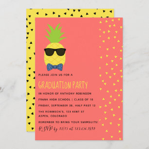 Cute exotic tropical beach Male Graduation Party Invitation