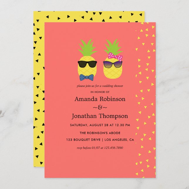 Cute exotic tropical summer Beach Wedding Shower Invitation (Front/Back)