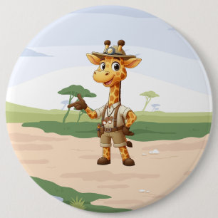 Cute Explorer Giraffe on safari 6 Cm Round Badge