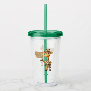 Cute Explorer Giraffe on safari Acrylic Tumbler