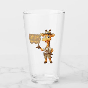 Cute Explorer Giraffe on safari Glass