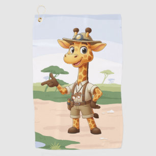 Cute Explorer Giraffe on safari Golf Towel
