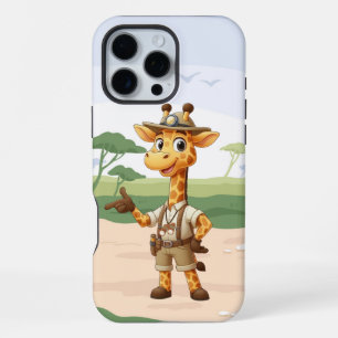 Cute Explorer Giraffe on safari iPhone 16 Pro Max Case