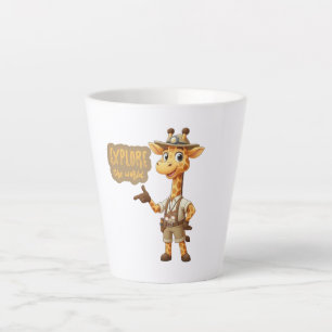 Cute Explorer Giraffe on safari Latte Mug