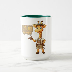 Cute Explorer Giraffe on safari Mug