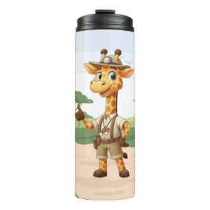 Cute Explorer Giraffe on safari Thermal Tumbler