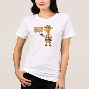 Cute Explorer Giraffe on safari Tri-Blend Shirt