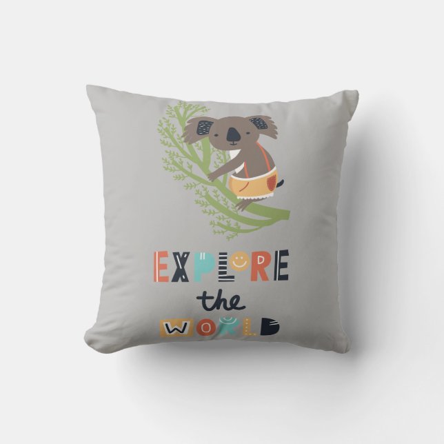 Cute Exploring Koala Cushion (Front)