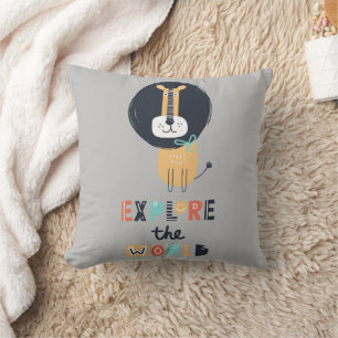 Cute Exploring Lion Kids Cushion