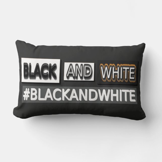 Cute Expression Design "#BLACKANDWHITE". Buy Now Lumbar Cushion (Front)