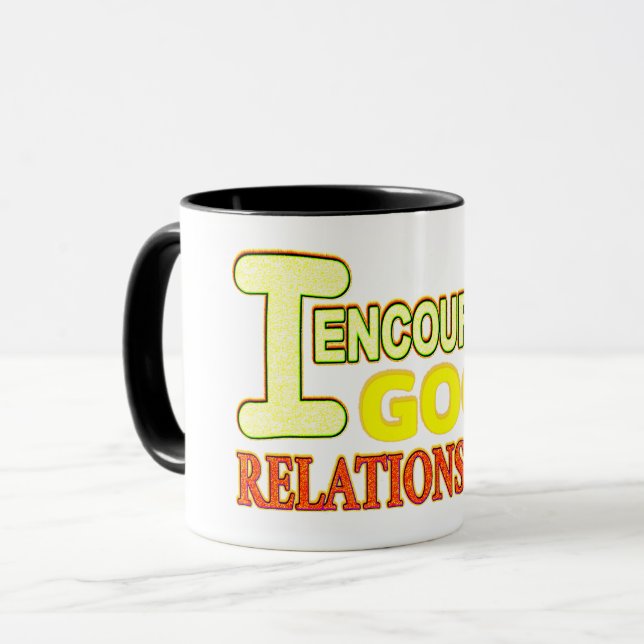 Cute Expression Design GOOD RELATIONSHIPS. Buy Now Mug (Front Left)