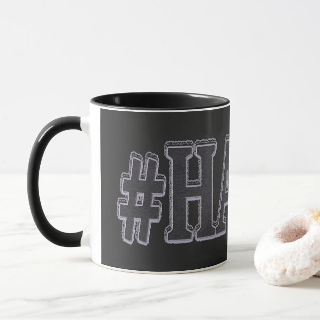 Cute Expression Design "#HAPPY". Buy Now Mug (With Donut)