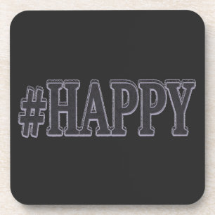Cute Expression Design "#HAPPY". Buy Now Throw Pil Coaster