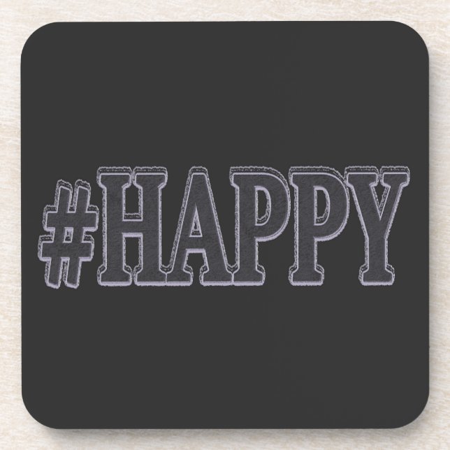 Cute Expression Design "#HAPPY". Buy Now Throw Pil Coaster (Front)