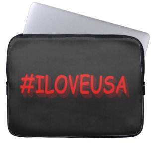 Cute Expression Design "#ILOVEUSA". Buy Now Laptop Sleeve