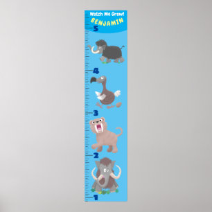 Cute extinct animals cartoon growth chart