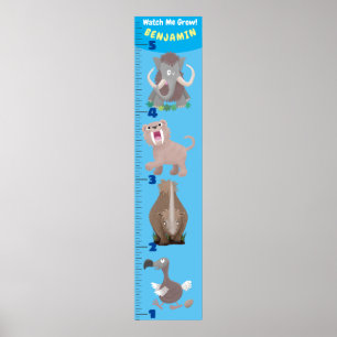 Cute extinct animals cartoon growth chart