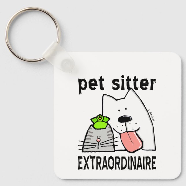Cute Extraordinary Pet Sitter Key Ring (Front)