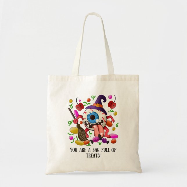 Cute Eyeball Candy Halloween Kids Trick Or Treat Tote Bag (Front)