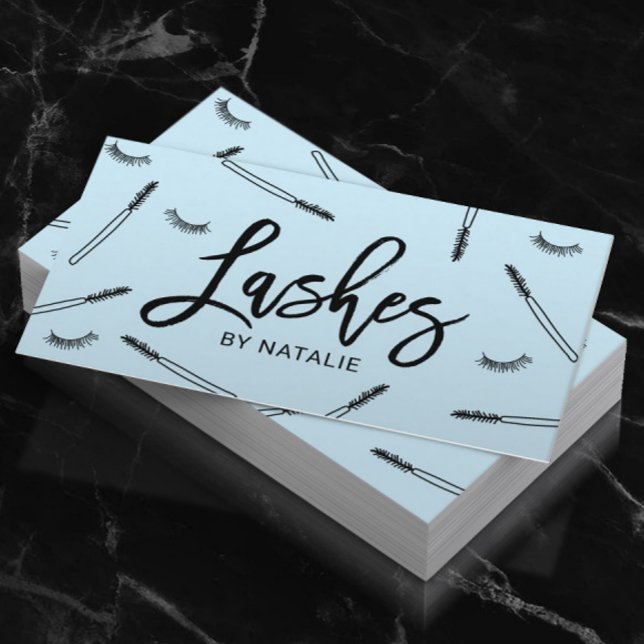 Cute Eyelash Extensions Lash Makeup Artist Blue Business Card (Creator Uploaded)