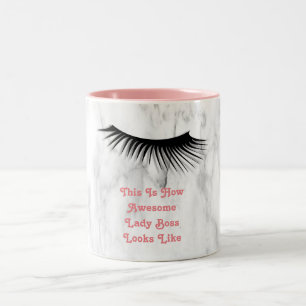 Cute Eyelash Lady Boss Coffee Mug Soft Pink