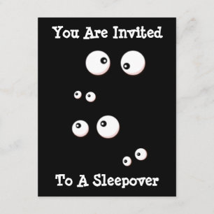 Cute Eyes In the Dark Kids Sleepover Invitation