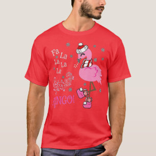 Cute Fa La La MINGO Candy Cane Christmas Flamingo T-Shirt