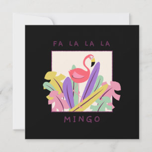Cute Fa La La Mingo Christmas Falala Snow Flamingo Invitation