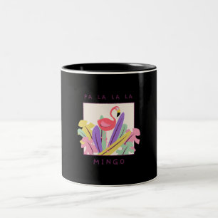 Cute Fa La La Mingo Christmas Falala Snow Flamingo Two-Tone Coffee Mug