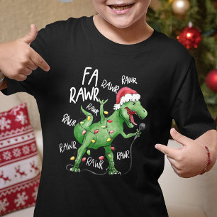 Cute Fa Rawr Rawr Singing Christmas Dinosaur T-Shirt